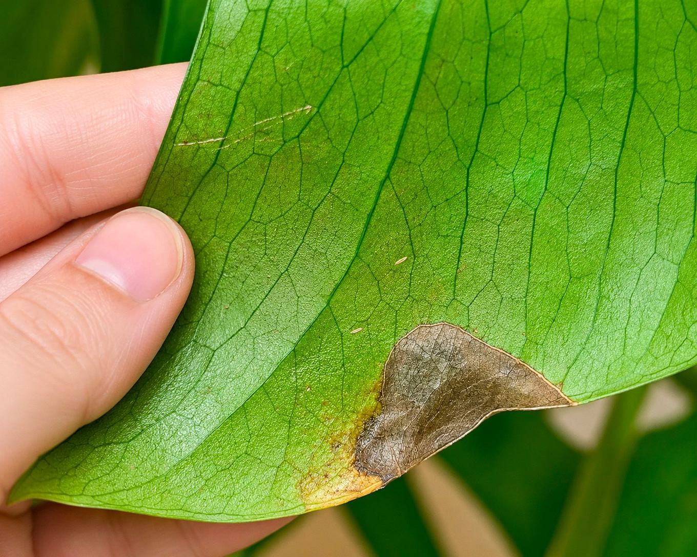 des thrips sur une feuille de monstera